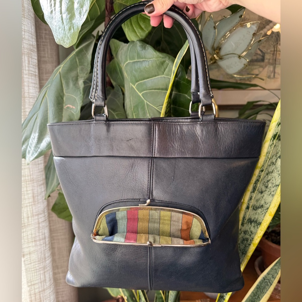 SOLD.   Vintage Coach 1968-1969 Navy Metal Tag Bonnie Cashin Skinny Tote